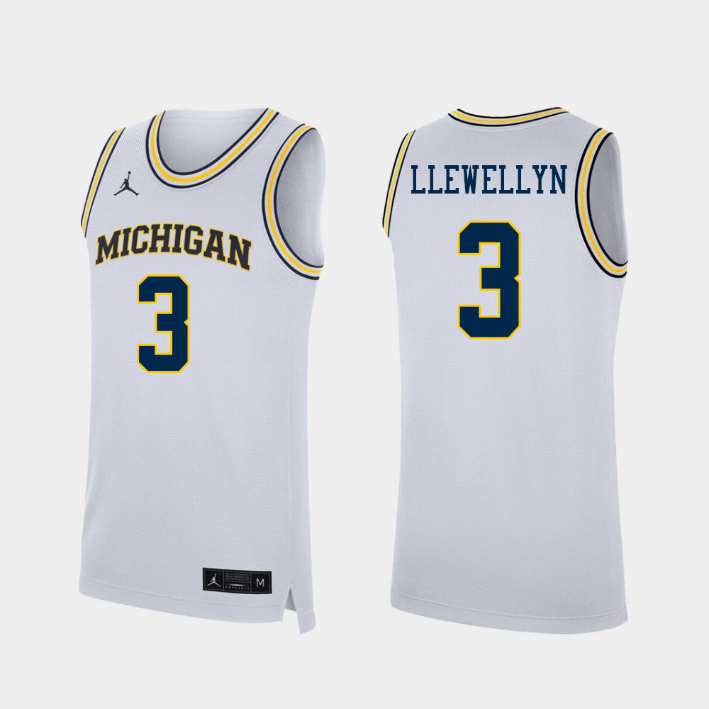 Men #3 Jaelin Llewellyn Michigan Wolverines College Basketball Jerseys Sale-White